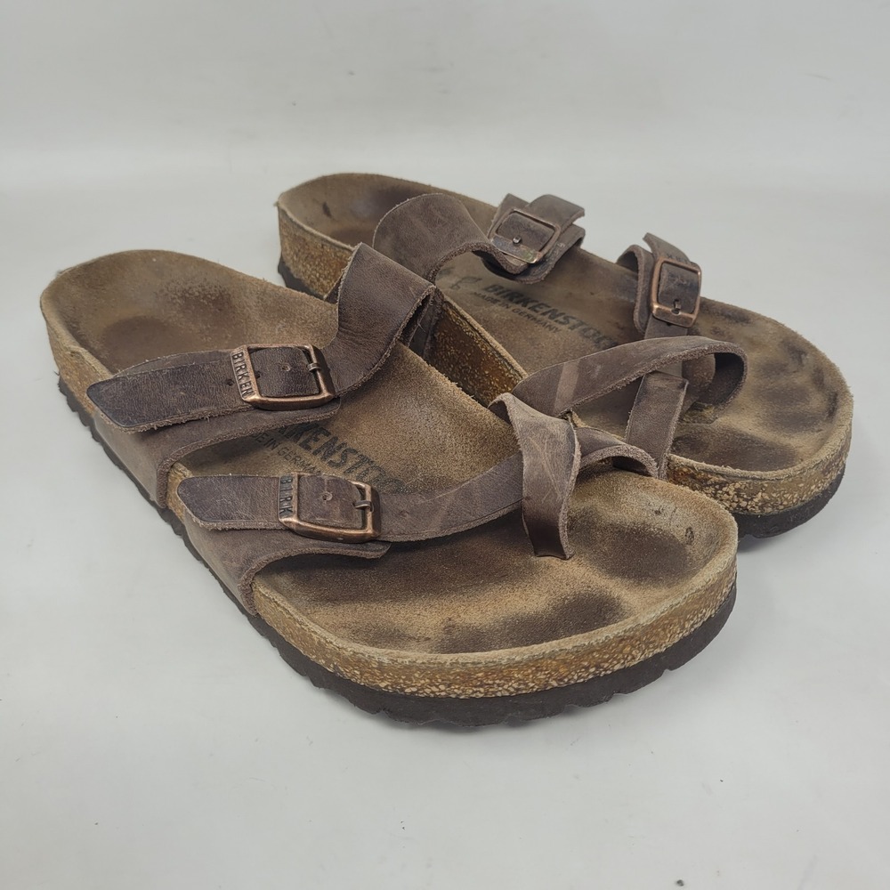 Birkenstock Mayari Sandals EU36 US5 Brown Oiled Leather Strappy Flat Comfort